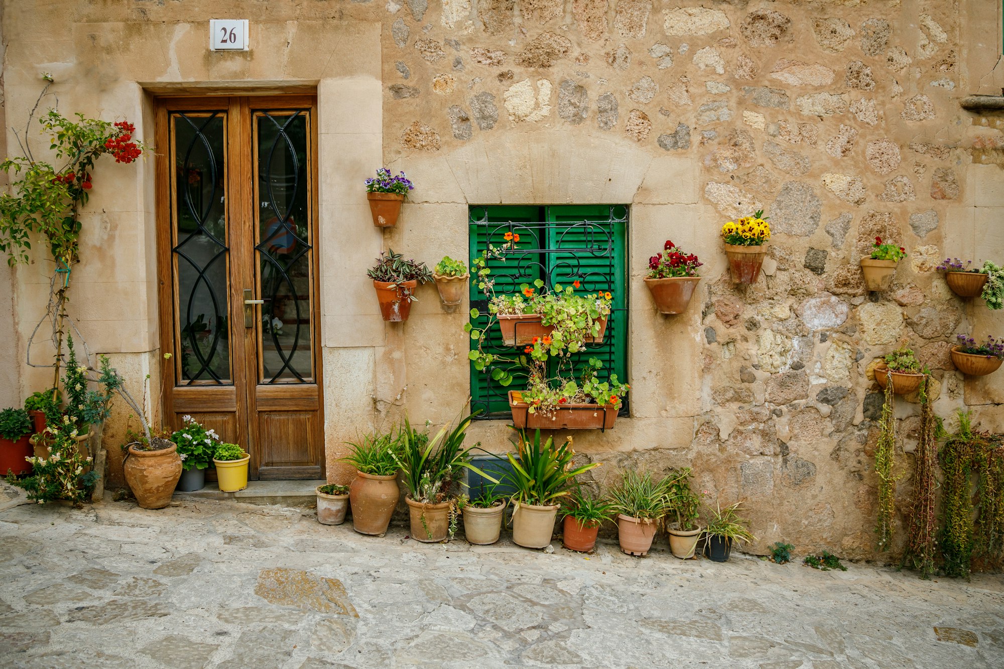 Typical entrance to a house in the village of Valldemossa, Mallorca